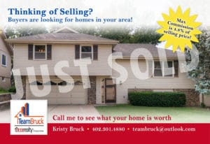 A postcard marketing example featuring a recently sold home and advertising a real estate agent.